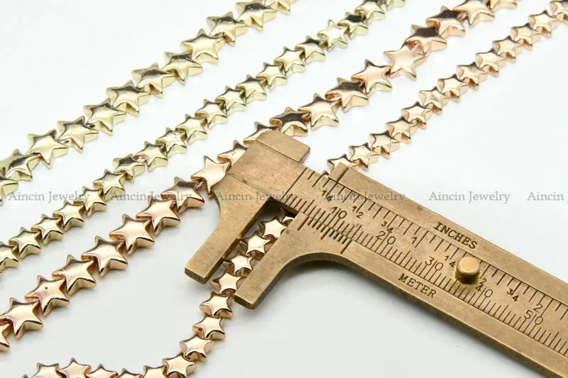 

High Quality Five-pointed Star Light Gold Rose Gold Plating DIY Jewelry Making Strand Loose Hematite Beads 5pcs/lot