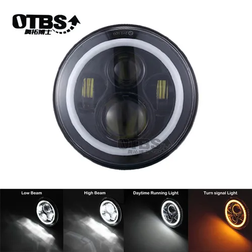 black light OTBS " 7 дюймов светодиодные фары с 7 дюймов корпус лопасти DRL поворотные сигнальные огни мотоцикл для Harley - Цвет: black light
