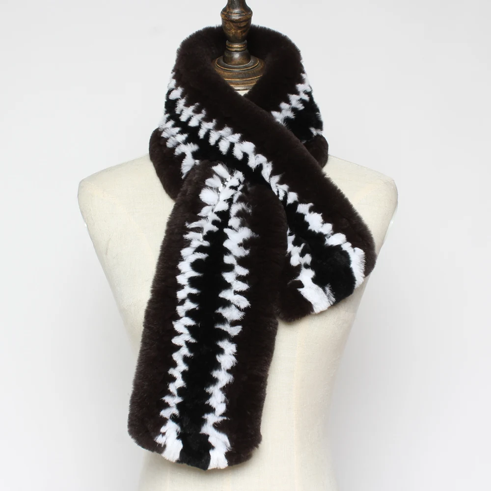 Зимние женские мягкие шарфы из натурального меха кролика Рекс 100% брендовые