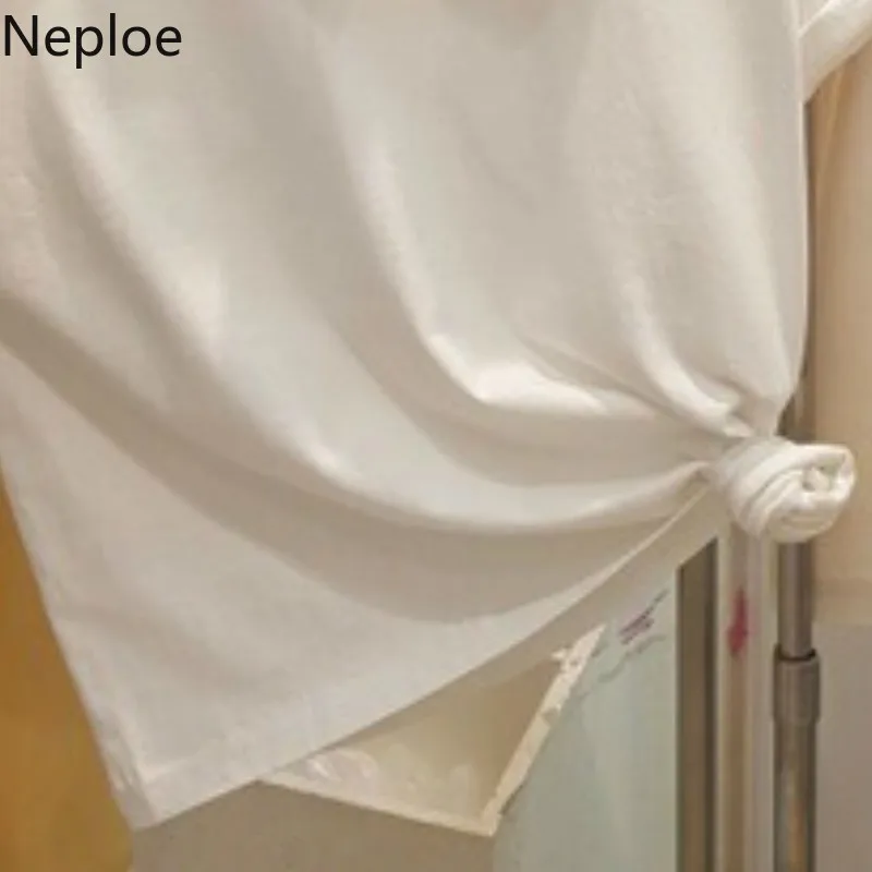 Neploe футболка в горошек с бантом на воротнике Женская Повседневная Однотонная