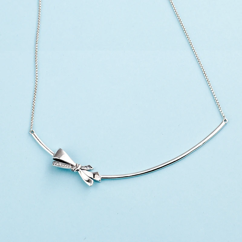 

Memnon New mother's day gift link chain Necklaces for Women 925 sterling silver bow pendant necklace Fine Jewelry NC7233