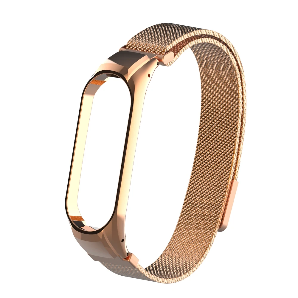 rose gold Браслет mi Band 4, 3, магнитный привлекательный металлический браслет и браслет для Xiaomi mi, Band 4, Смарт mi 3, 4, аксессуары, ремешок на запястье - Цвет: rose gold