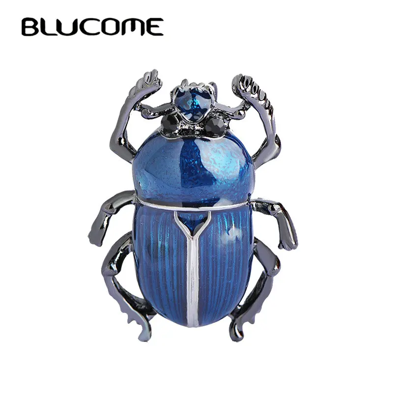 

Blucome Blue Insects Brooches Gold Color Enamel Small Cockroach Brooch Pins Vintage Women Hats Scarf Clips Jewelry Bijoux