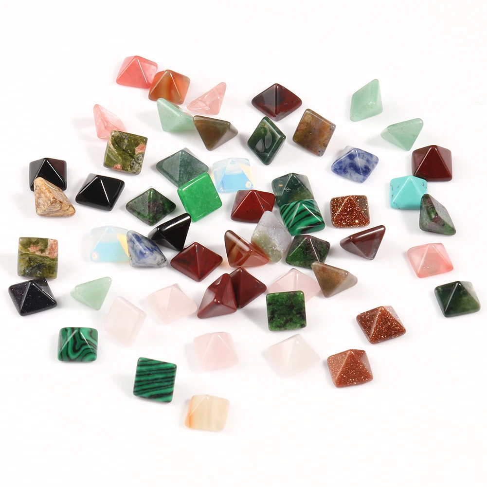 10 шт. бусины из натурального камня агата бирюзы кабошоны в форме пирамиды без