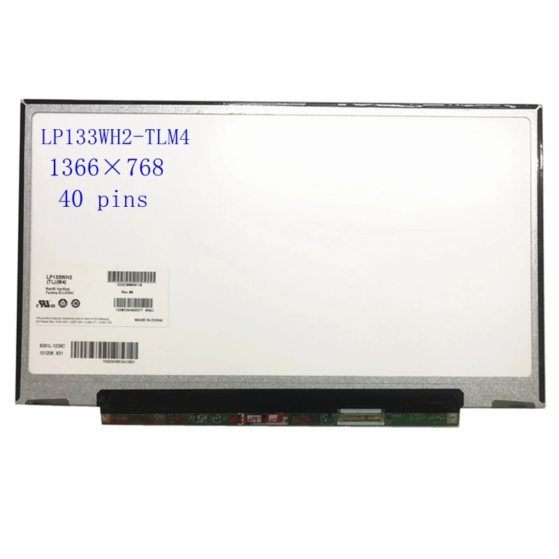

13.3" SLIM LED Laptop Lcd Screen LP133WH2-TLM4 LP133WH2 (TL) (M4) LP133WH2 TL L4 1366*768 LVDS 40pin Matrix panel Replacement