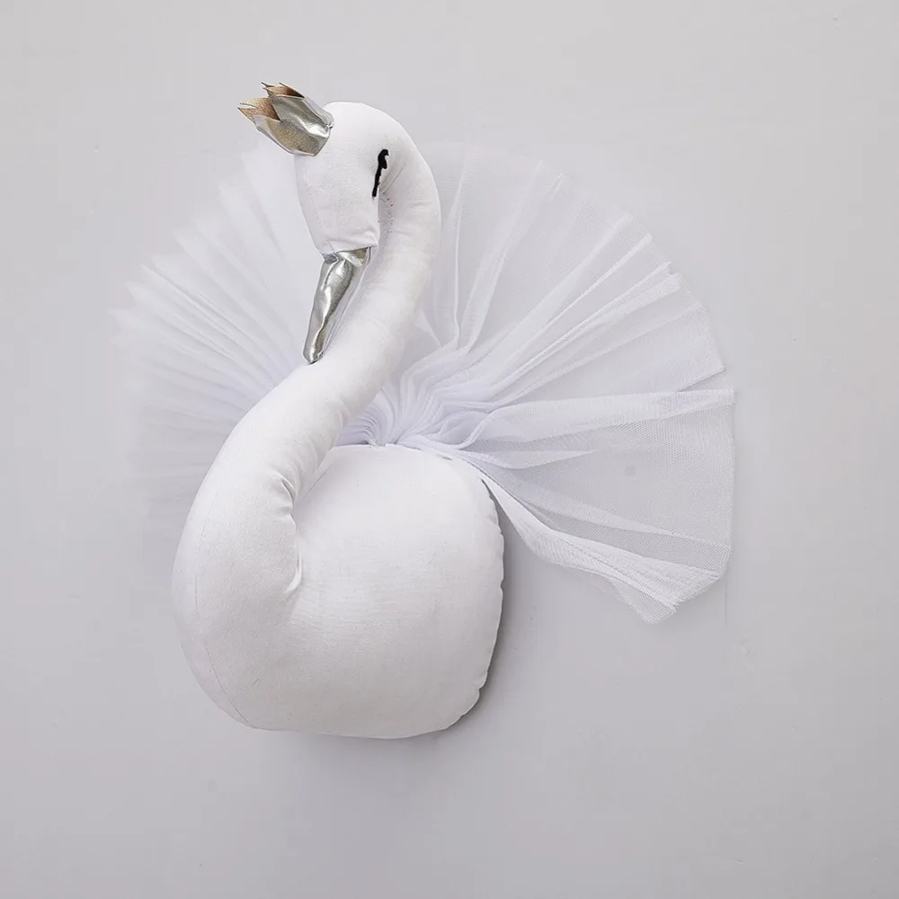 3D Корона Лебедь настенное украшение настенные подвесные мягкие животные голова настенные Висячие девушки розовый Гусь куклы-Лебедь детские игрушки