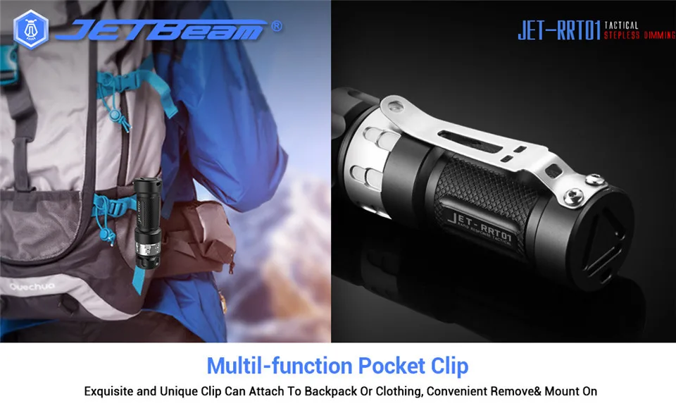 Jetbeam RRT01 Cree XPL светодиодный бесступенчатый Тактический светильник с затемнением, походный разведочный фонарь светильник с батареей Mirco USB 16340