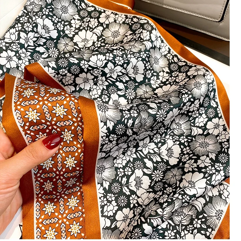 Шарф женский длинный из 100% атласа и шелка 150 х 15 см