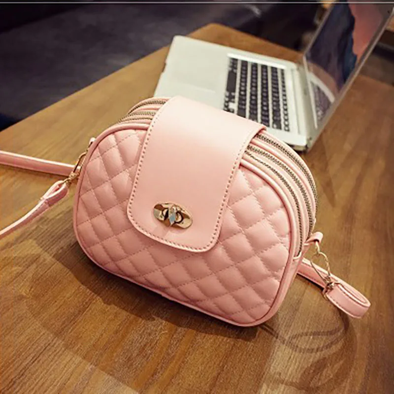 

Woman's Bag New Korean 2021 Design Edition Fashion Trend Goes With Three Layers Of Diamond Lattice One Shoulder Sloping Span Bag