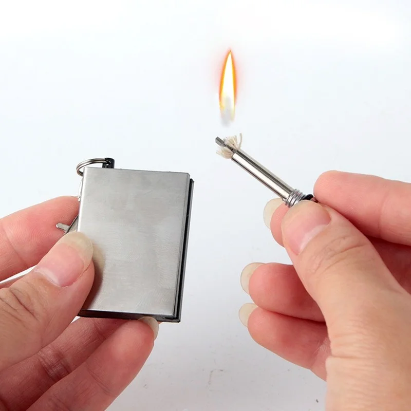 

Cool Square Stainless Steel Shell Metal Waterproof Type Ten Thousand Matches Cigar Smoking Pink Fmale Lighter Survival Free Fire