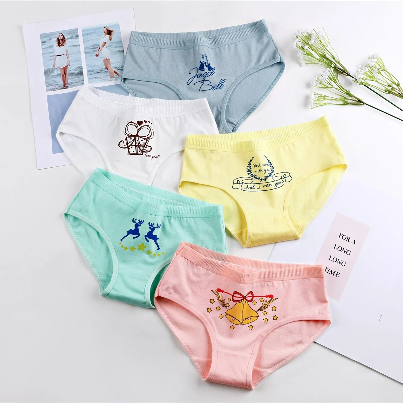 Новинка трусы с героями мультфильмов женские из чистого хлопка поясом хлопковые