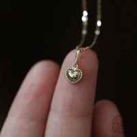 925 sterling silver 14k gold plating simple delicate heart pendant necklace women fashion cute party jewelry accessories