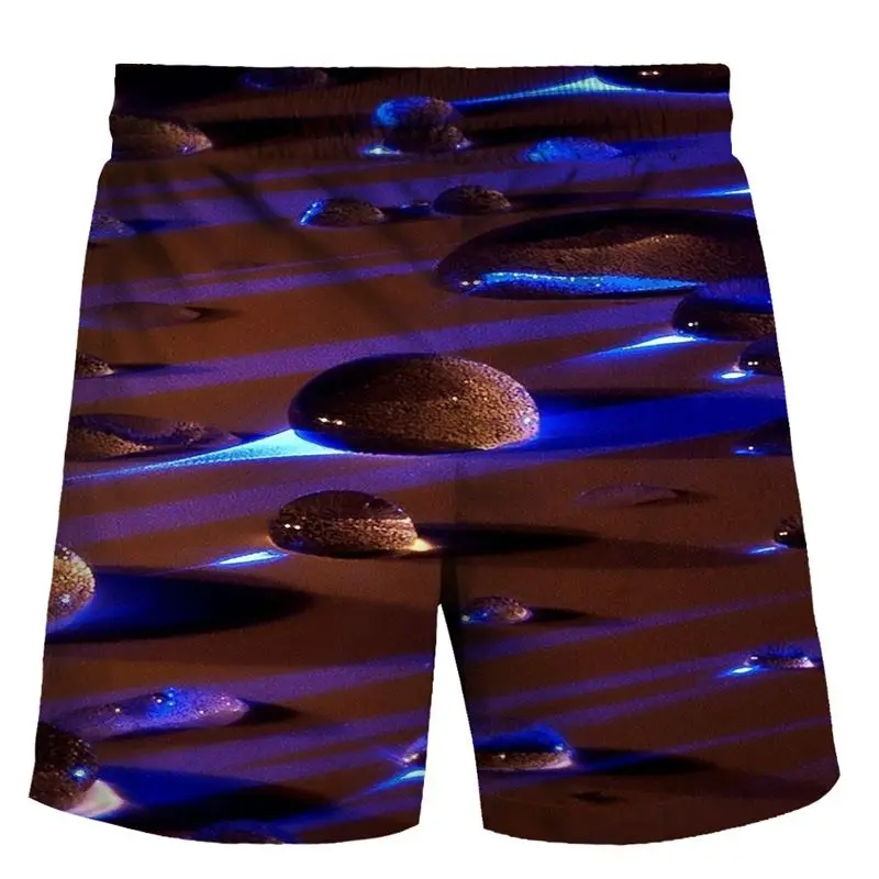 

2021 Fashion Explosion Water Drop Printed Men's Beach Shorts Printed Side Pockets Casual Beach Shorts2021