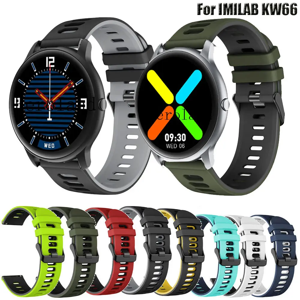 

22mm Bracelet Strap For IMILAB KW66 / YAMAY SW022 Smartwatch Silicone Wristband For Ticwatch Pro 3 / Ticwatch 2 E Watchband Belt