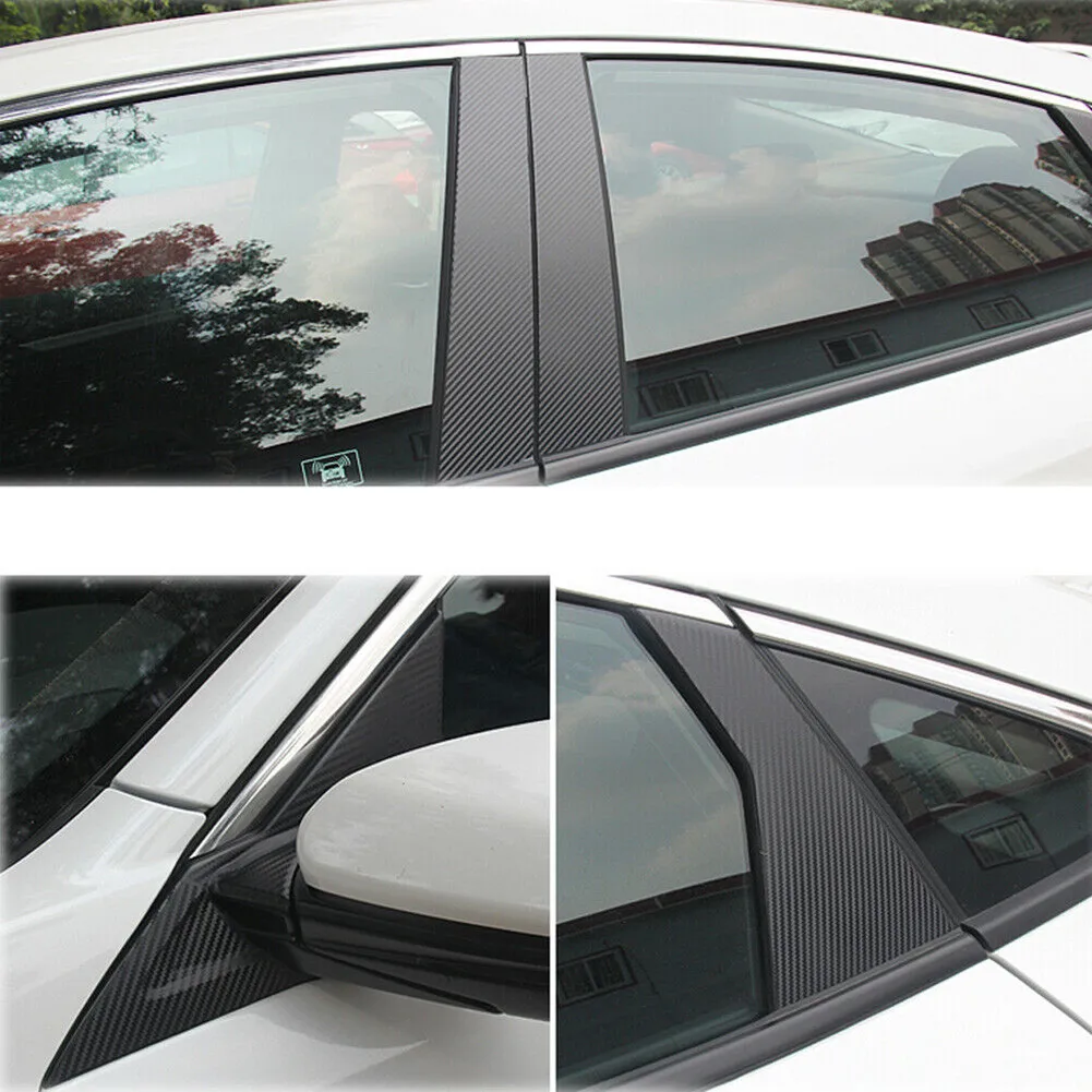 

10PCS Pillar Posts Cover 2016-2019 Carbon Fiber Decal For Honda Civic 10th Left&Right