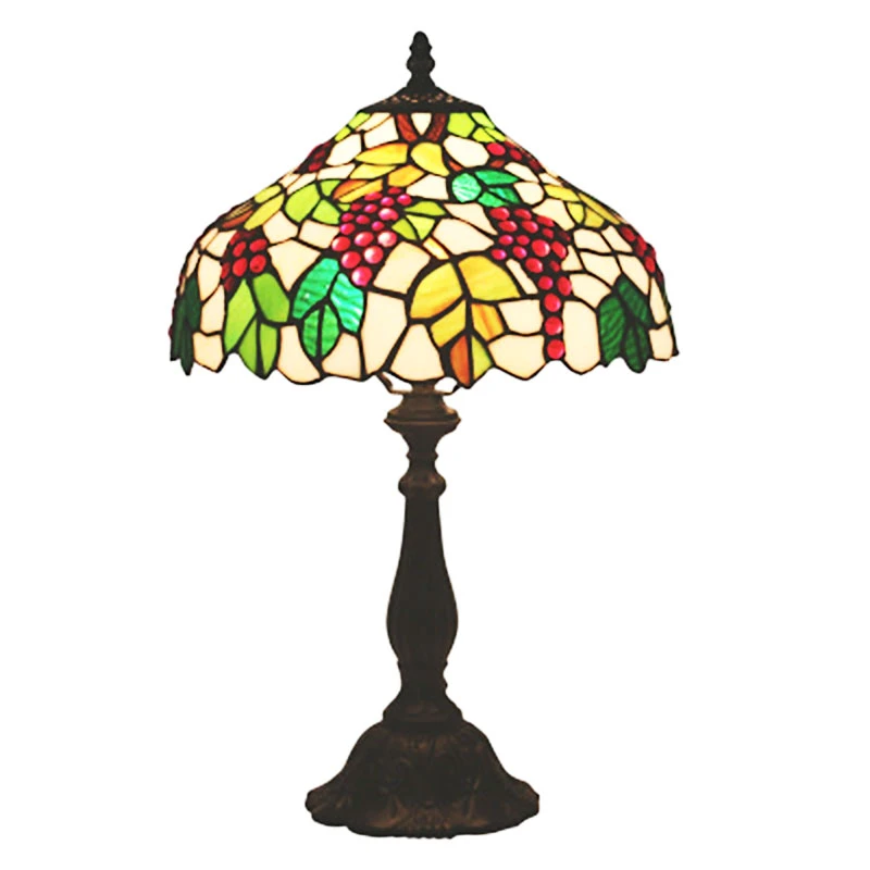 Настольные лампы FUMAT в стиле Тиффани красные виноград вишня Зеленый лист