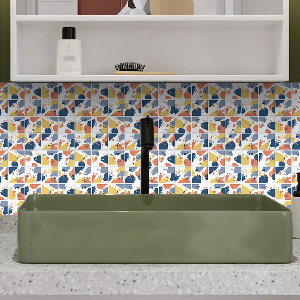 

6* Tile Wall Stickers 20cm*20cm Tile Colorful Wall Stickers For Kitchen Bathroom Waterproof 100% Brand New And High Quality