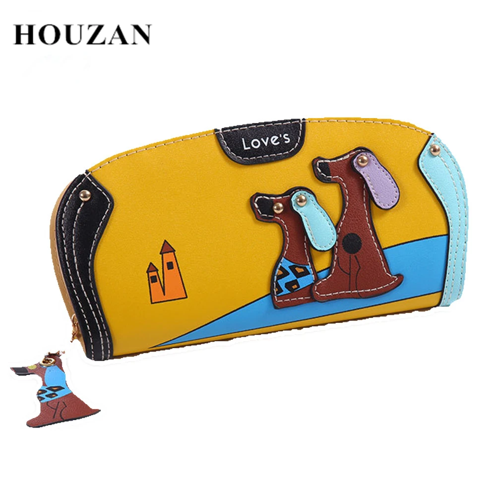 

Длинные кожаные женские кошельки на молнии, женские кошельки с мультяшной собакой, женский клатч от известного бренда, женская сумка-кошеле...