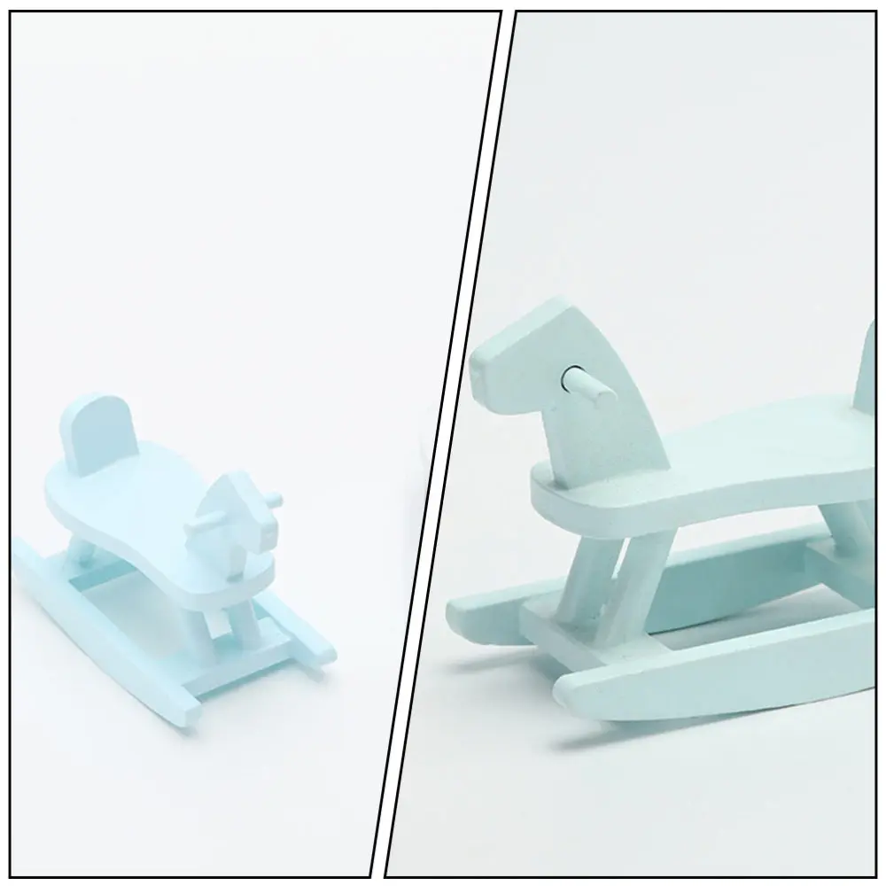 

2Pcs Creative Rocking Horse Model Wooden Miniature Accessory Novel Photo Prop