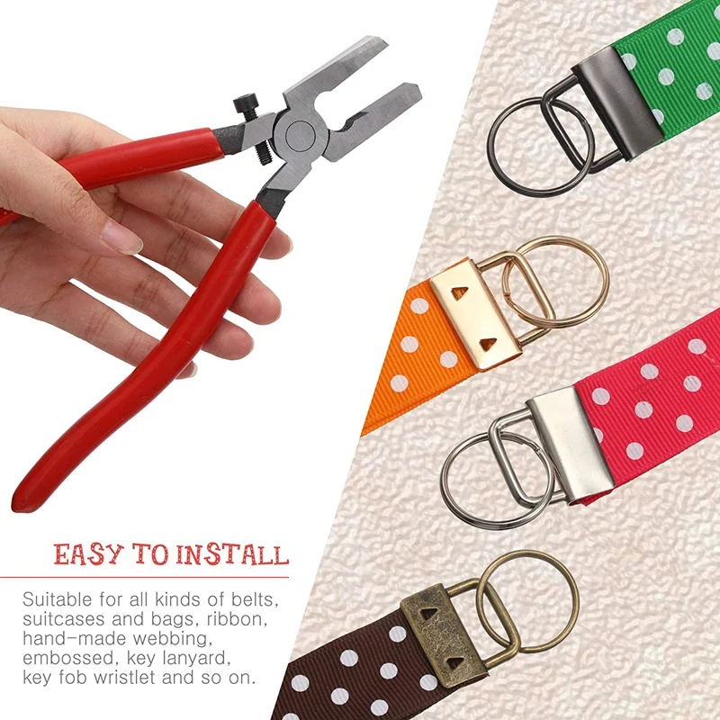 

4 Colors Key Fob Hardware Wristlet 1 Inch with Key Fob Hardware Pliers and 16 Pieces Swivel Snap Hooks Hardware Sets