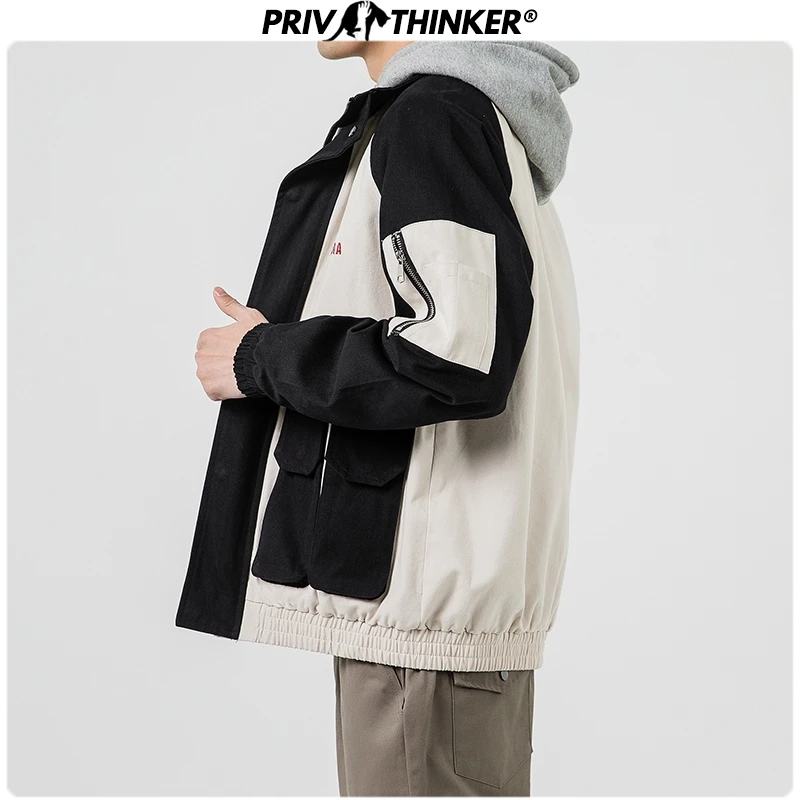Мужская куртка Privathinker весенняя в стиле хип хоп с капюшоном на молнии 2019|Мужские