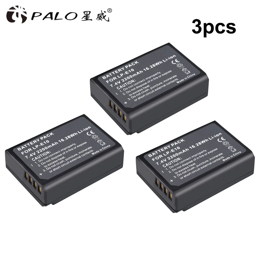 PALO LP-E10 LPE10 LP E10 цифровая камера Батарея для цифровой однообъективной зеркальной камеры Canon EOS 1100D 1200D 1300D 2000D Rebel T3 T5 T6 поцелуй X50 X70 Батарея L10 - Цвет: 3PCS