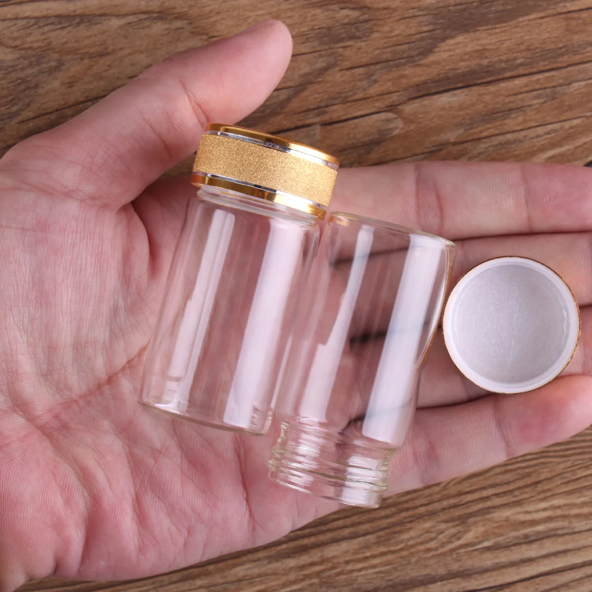 24 pieces 25ml 30*60mm Glass Bottles with Golden Frosted Caps Transparent Perfume Bottle Spice Jars | Дом и сад