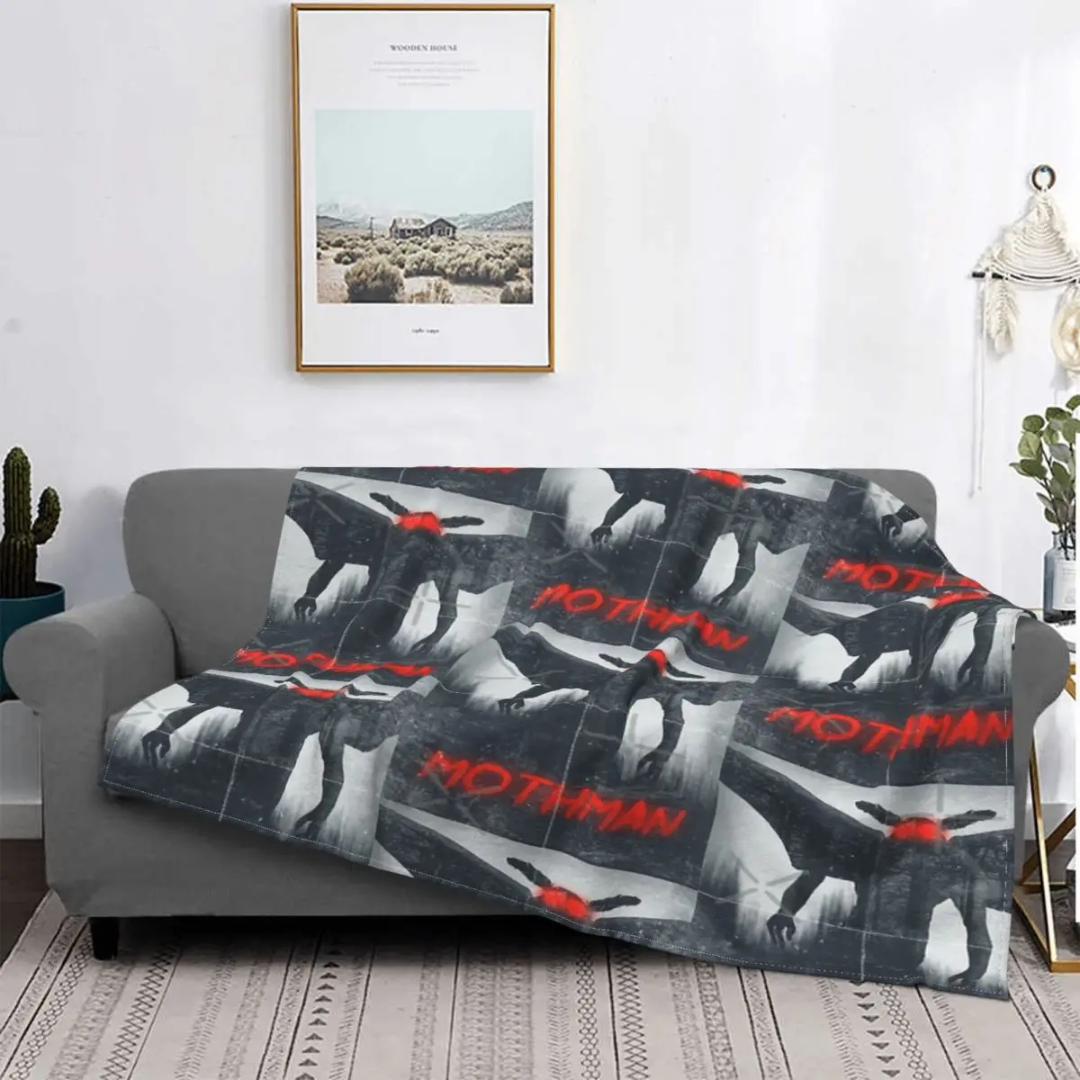 

Mothman Cryptid-Manta de póster de película de terror, colcha a cuadros para cama, sofá, manta con capucha, edredones y colcha
