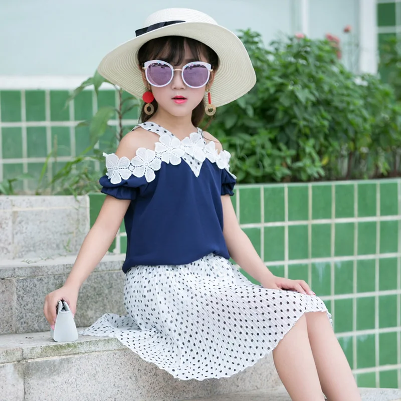 Детские Комплекты одежды для девочек летние кружевные платья с цветочным