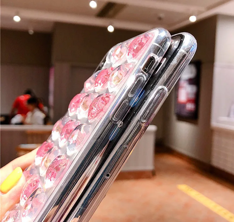 3D Любовь Сердце цветок чехол для iPhone X Xs Xsmax Xr Блестящий Прозрачный цветочный 7 8plus
