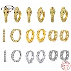 Женские и мужские серьги-кольца CANNER, маленькие круглые серьги из стерлингового серебра 925 пробы со змеей и цирконием, модные ювелирные украшения 925 пробы