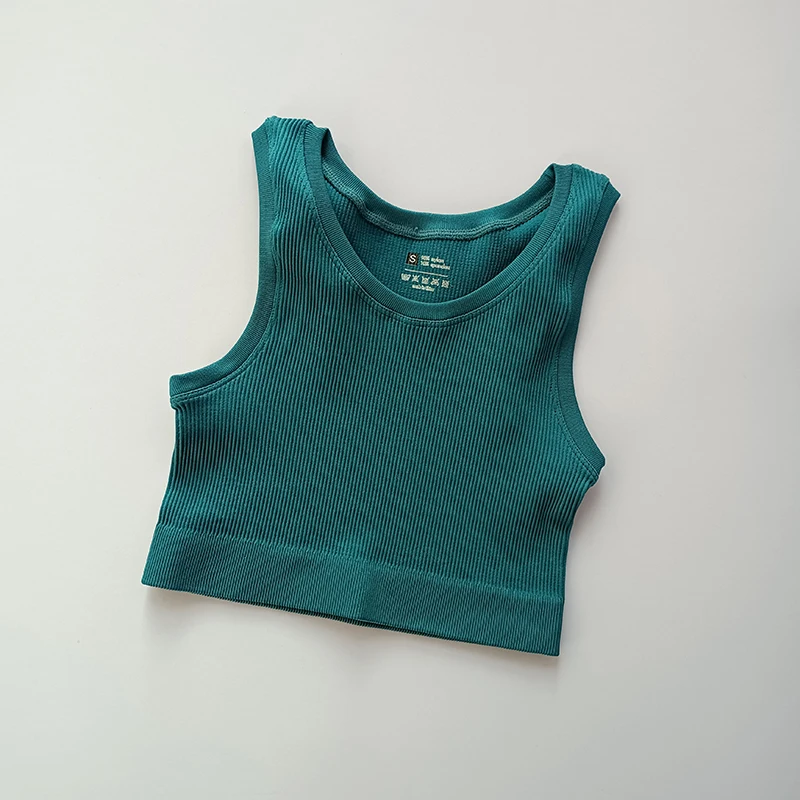 Sexy Women Yoga Vest Gym Sports Vest Fitness Running Short Vest Seamless Solid Knitted Off Shoulder Gym Yoga Top Sport Tops