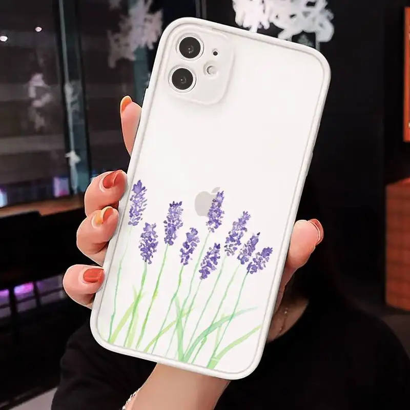 

Simple Lavender Purple Flowers Phone Cases matte transparent For iphone 7 8 11 12 plus mini x xs xr pro max cover