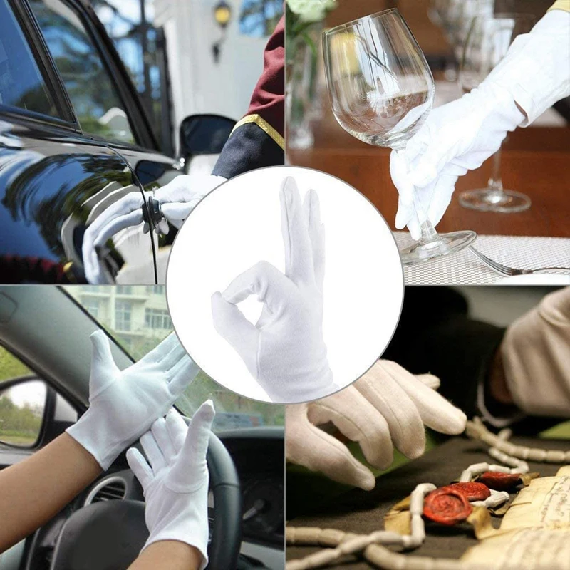 

24 Pairs Of White Cotton Gloves - 7.5 Inch L-Shaped Work Gloves,Cotton Work,White Gloves, Labor Protection, Label Gloves