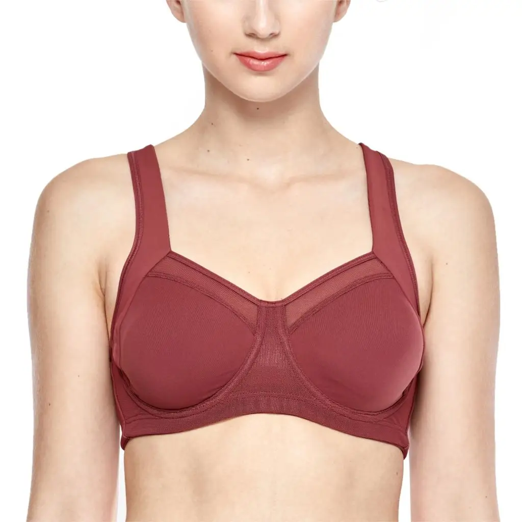 SYROKAN женский спортивный бюстгальтер на косточках с высокой ударопрочностью - Цвет: Savannah08