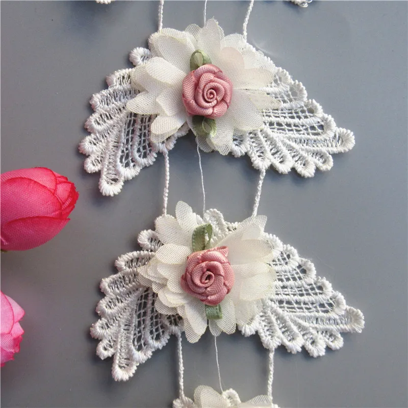 20x винтажная кружевная вышивка в виде крыла и розы лента с вышивкой тканевая