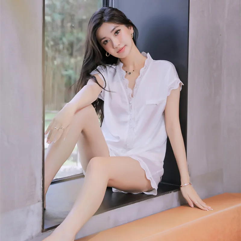 

Женская пижама летняя одежда для сна 2021 короткие костюмы Летняя ледяная шелковая пеньетка Женская Сексуальная кружевная комбинированная П...