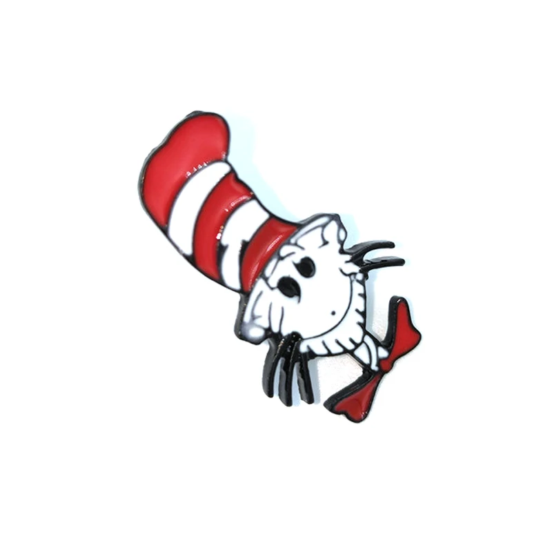 Dr Seuss cat модная винтажная одежда булавки дети мужчины женщины веселый рюкзак Одежда diy эмаль броши значок воротник подарки
