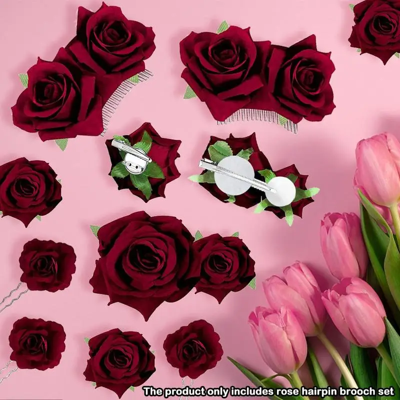 

Фланелевая розовая расческа красная роза аксессуары для волос реквизит для невесты подружки невесты головной убор шпилька для волос фото ...
