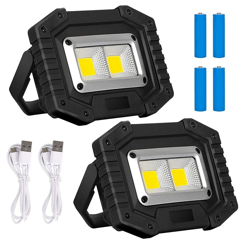 

LED Floodlight Rechargeable,COB Work Light Portable 30W 2000Lumens with 3 Modes,Spotlight IP65 Waterproof Outdoor