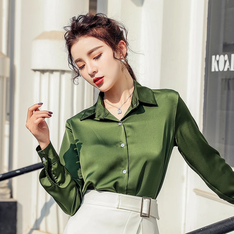 

2020 Women's Spring Blouse Fashion Candy Color Blouses Camisa Feminina Office Shirts Plus Size OL Blusa Streetwear Clothes T094