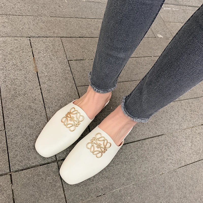 

2021 New Style Women Slippers Genuine Leather Outdoor Wedding Party Shoes Fashion Sandals 100% Cowhide