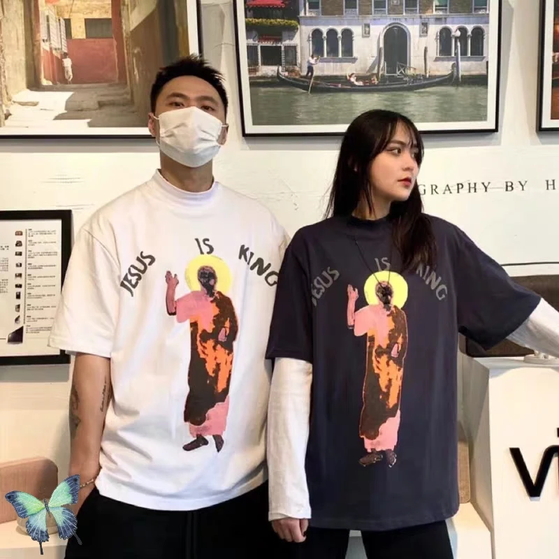 

New CPFM KANYE WEST JESUS IS KING High Street Washed T Shirt Men Women High Quality Oversized T-shirt KANYE WEST Casual T-shirts