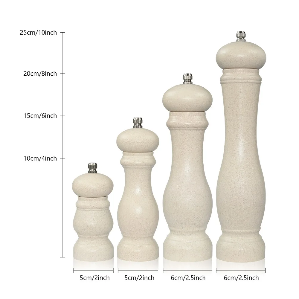 Мельница для перца бежевого бамбукового волокна мельница соли с регулируемой