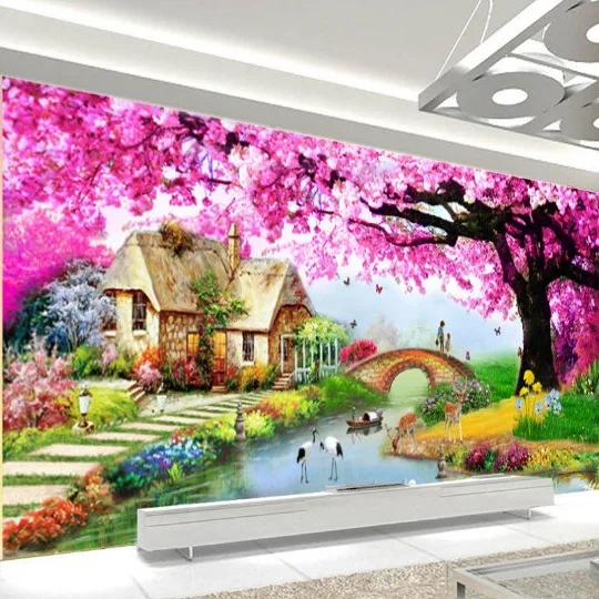 

Полноразмерная круглая 5D картина с рисунком вишневого дерева, Алмазная мозаика для творчества, вышивка крестиком, домашний декор для стен