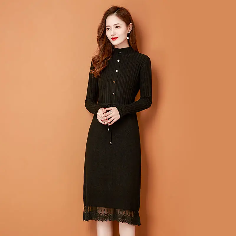 2021 женский однотонный пуловер свитер с длинными рукавами Повседневная узкая