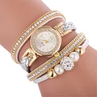 Часы наручные женские с круглым браслетом, красивые модные с кожаным ремешком с бриллиантами, простой подарок