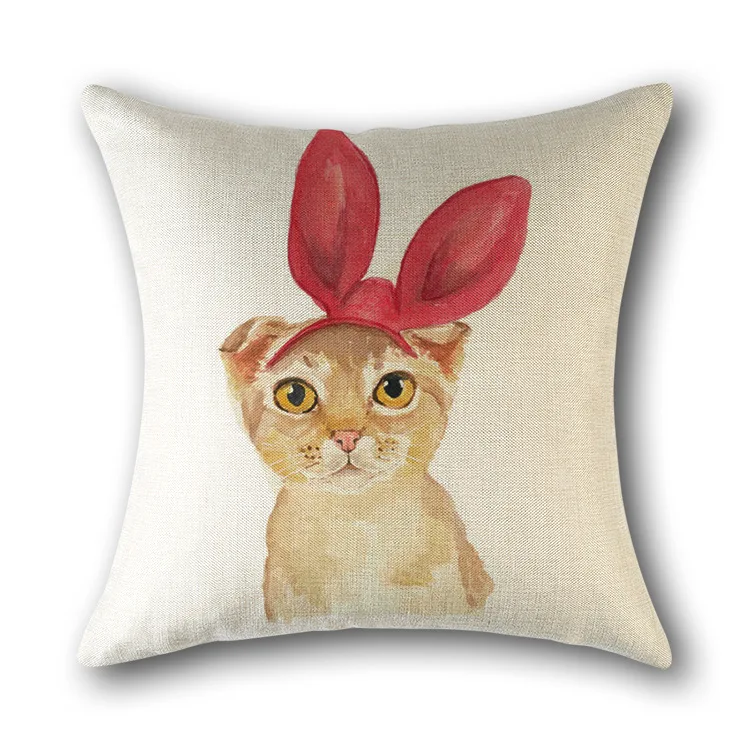 

Mediterranean style cat pattern linen 45*45 pillowcase sofa cushion pillowcase without pillow core