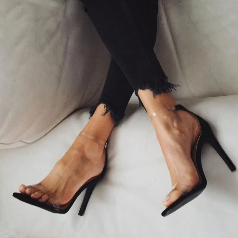 

Сандалии женские прозрачные на высоком каблуке, босоножки-гладиаторы с ремешком на щиколотке, модная обувь на тонком каблуке, XKD4172, на лето