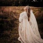 Длинное платье для беременных в стиле бохо с накидкой, кружевное вечернее праздничное платье для женщин от кутюр, реквизит для фотосъемки, халат для детского душа